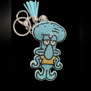 Squidward Bag Charm Rhinestone Character Keychain